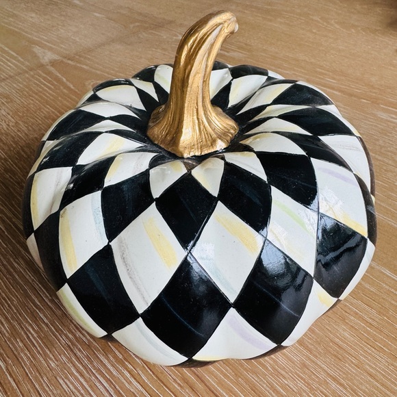 MacKenzie-Childs Harlequin Pumpkin with Gold Stem - Picture 2 of 4